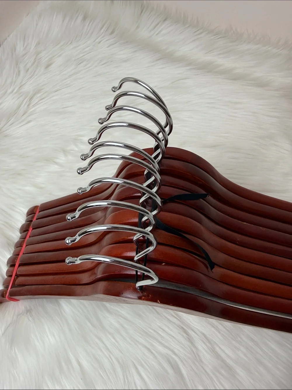 Wooden Shirt Hangers - Set of 10 in Warm Brown Mahogany